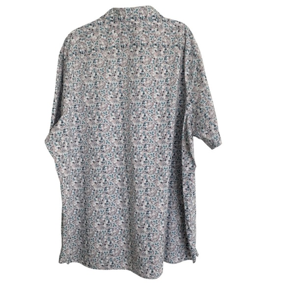 Perry Ellis Floral Cotton Button Down Short Sleeve Dress Shirt Top Men Size 3XLT - Picture 4 of 7